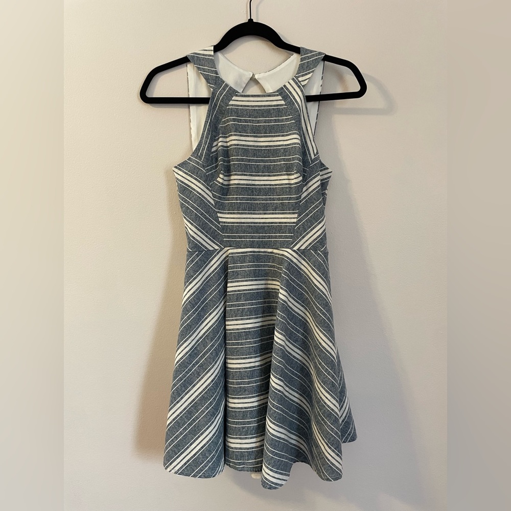 Altar’d State striped linen skater dress size S preppy summer wedding sundress